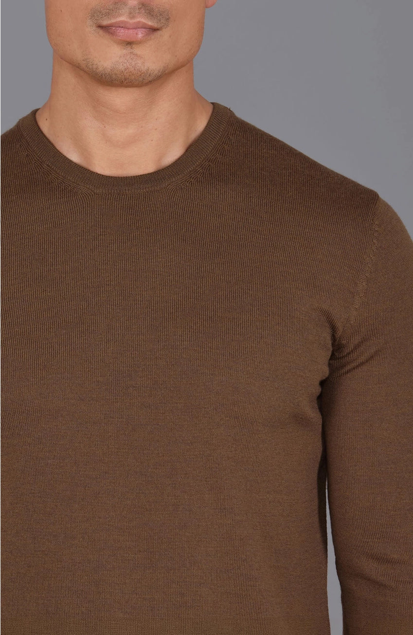 Premium Extra Fine Merino Wool Oak Brown Sweater