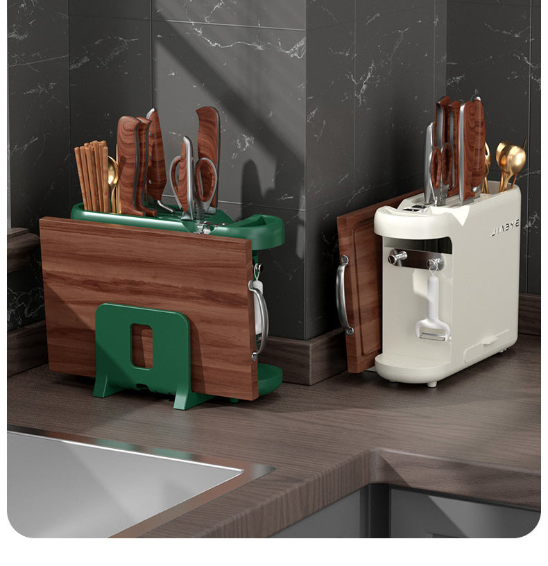 Kitchen Knife Rack with Multi-Functional Organizer