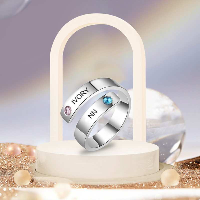 Custom Name 925 Silver Rhinestone Ring