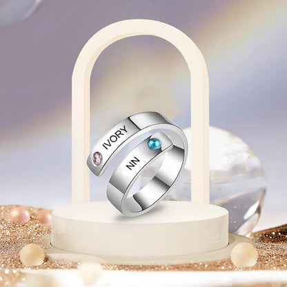 Custom Name 925 Silver Rhinestone Ring