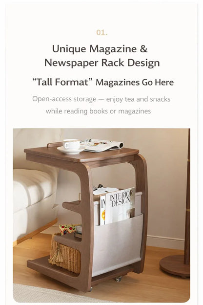 Solid Wood Movable Sofa Side Table