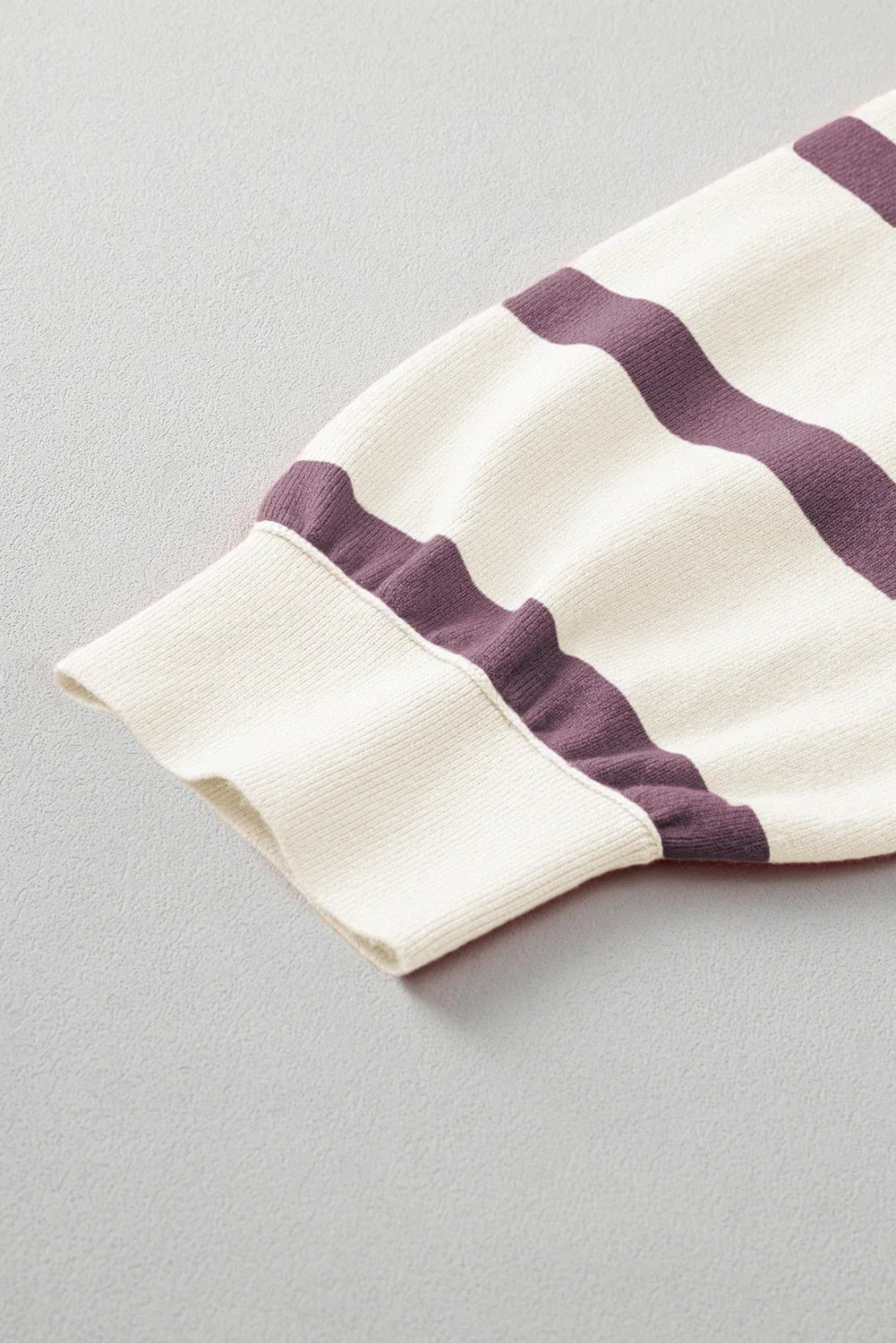 Striped Patchwork Drop Shoulder Blue Sweater