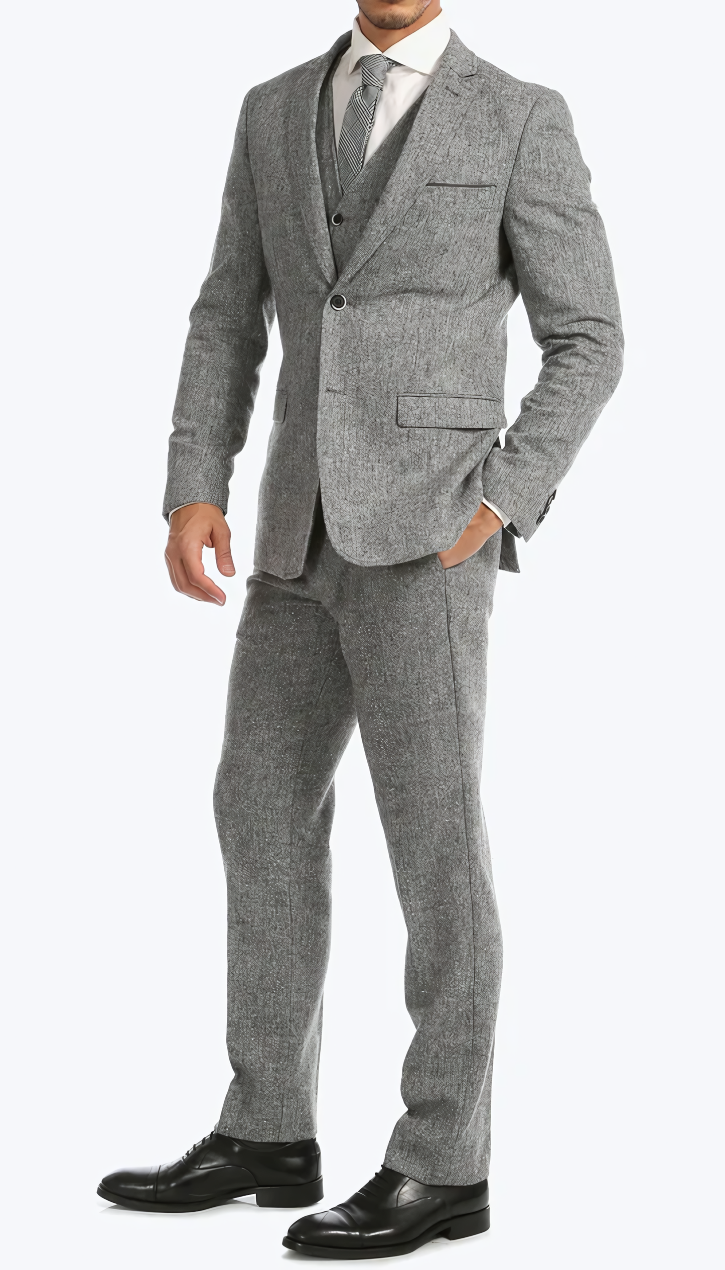 3-Piece Slim Fit Grey Suit