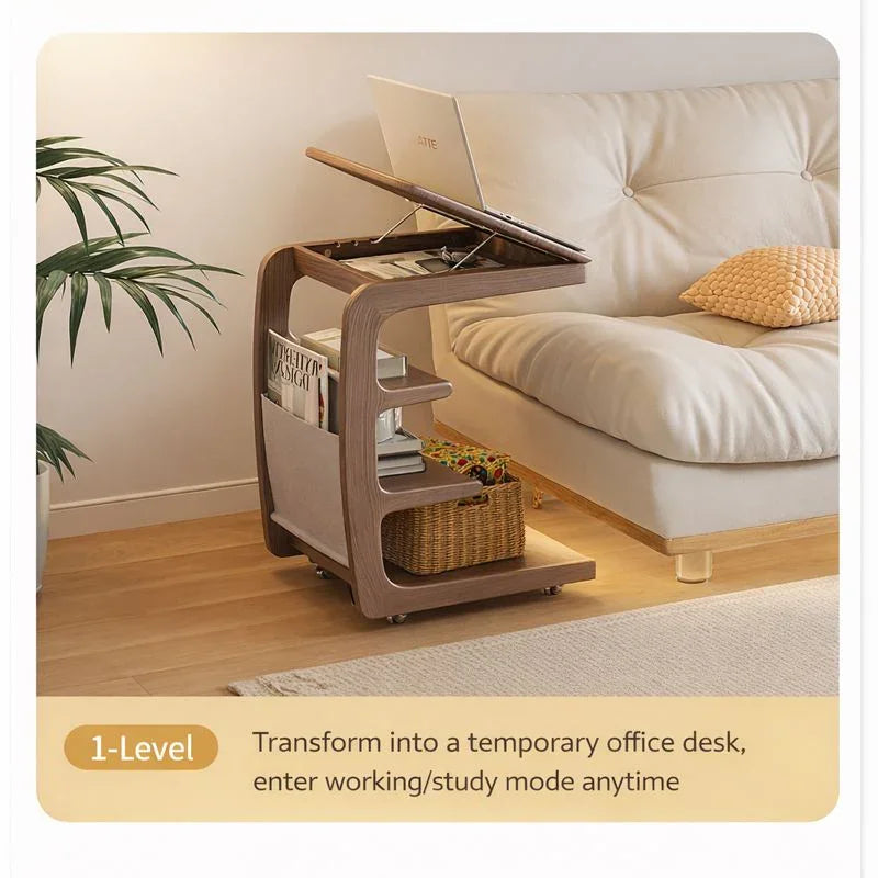 Solid Wood Movable Sofa Side Table