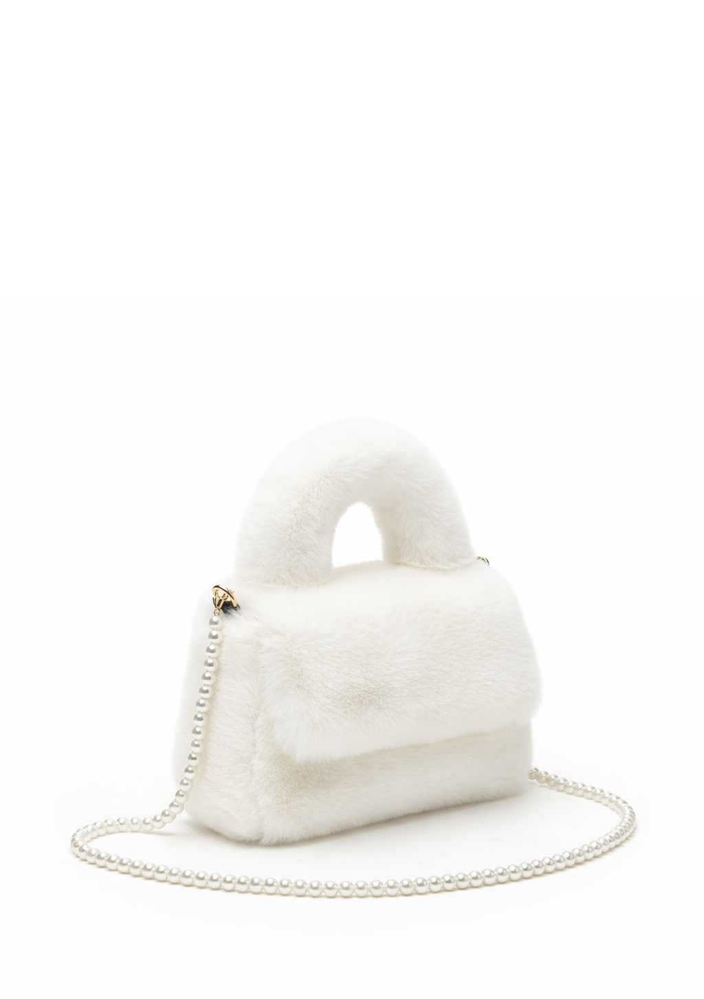 Fluffy Chain Flap Off White Crossbody Bag