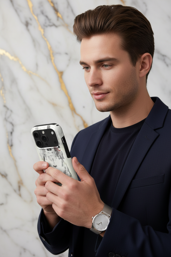 صورة 4 - رجل عصري يستخدم الآيفون