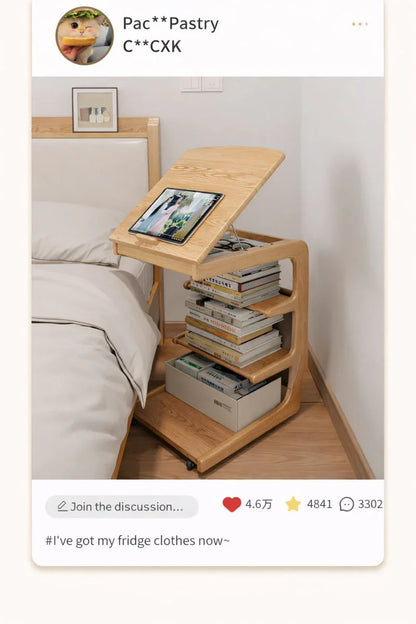 Solid Wood Movable Sofa Side Table