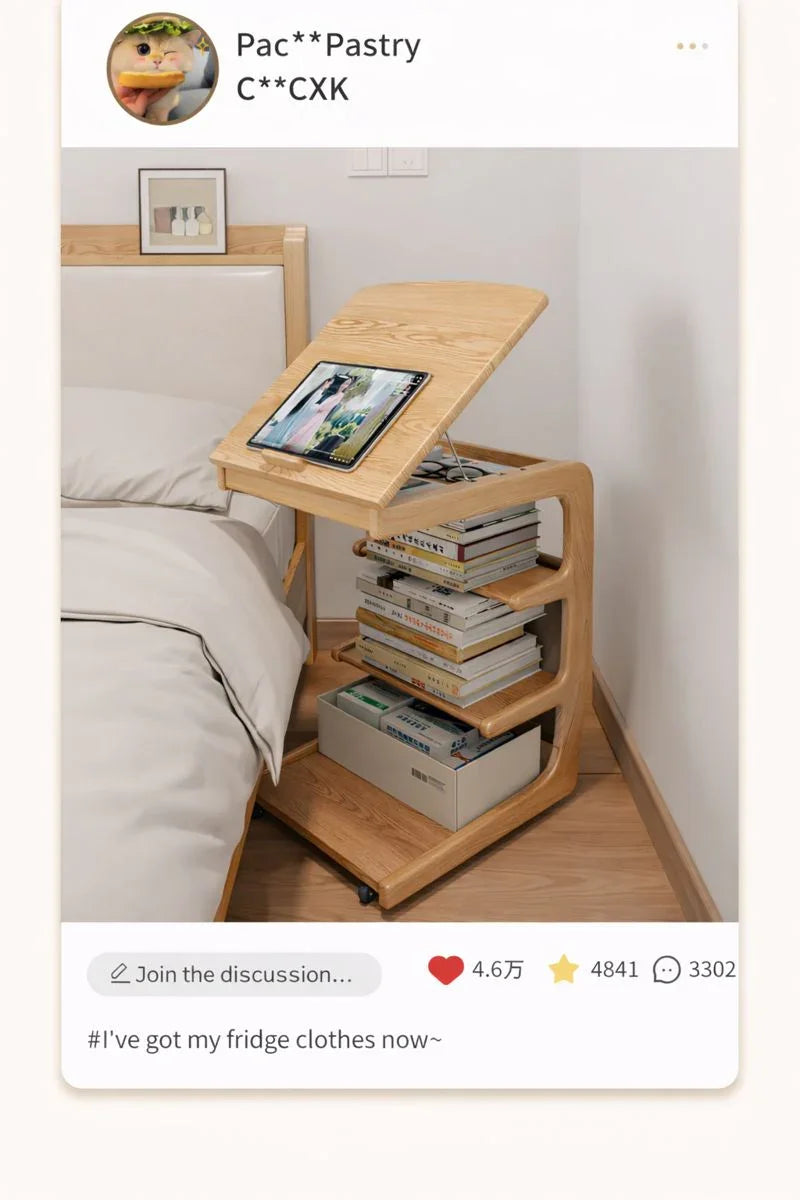 Solid Wood Movable Sofa Side Table