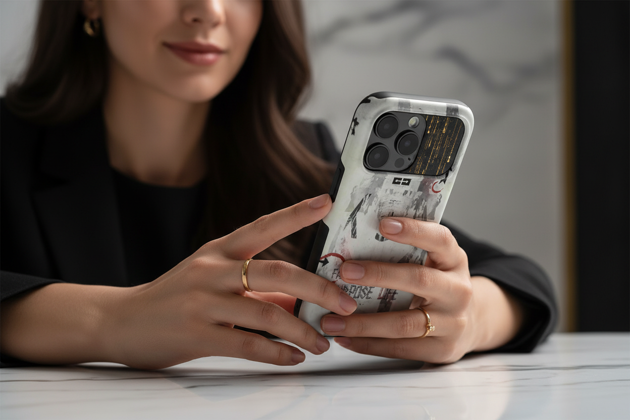 صورة 5 - امرأة راقية تحمل آيفون 17 برو