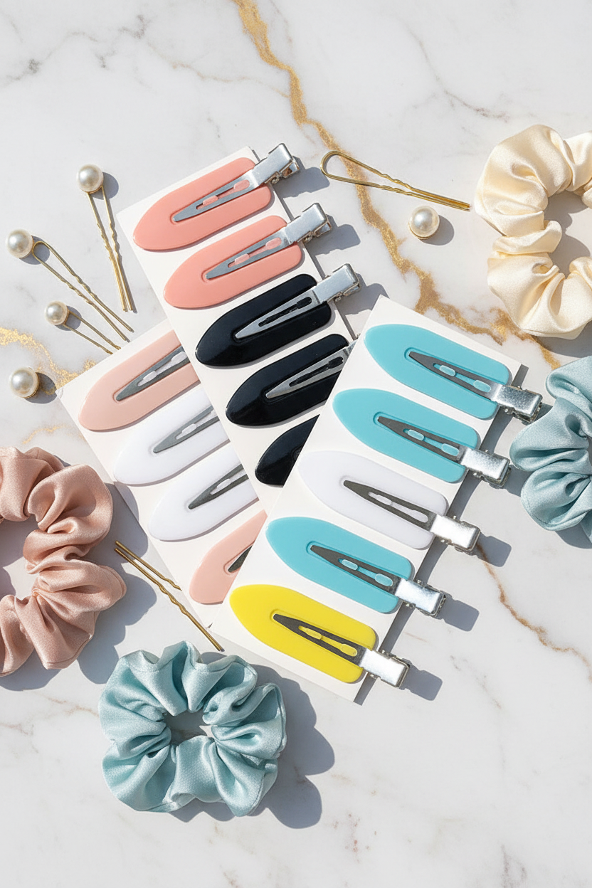 5 Hair Clips Sets - Marble Background