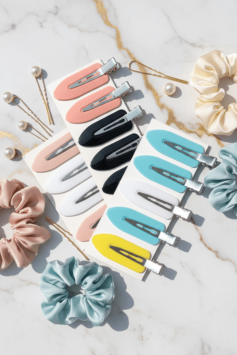 5 Hair Clips Sets - Marble Background