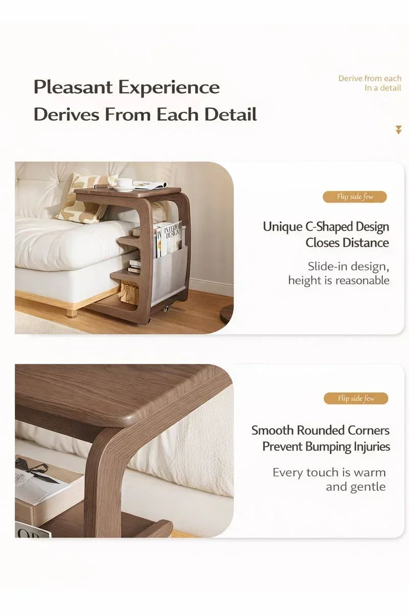 Solid Wood Movable Sofa Side Table
