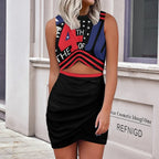 Navel-Baring Cross Fit Hip Black Mini Dress