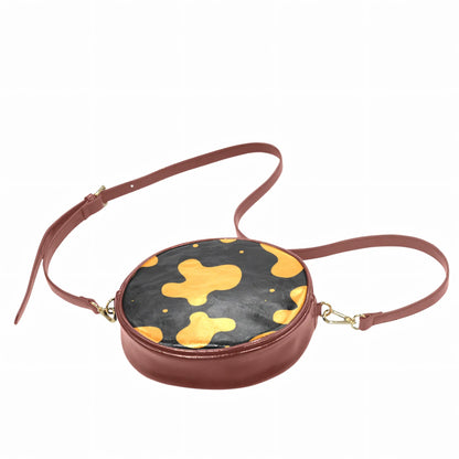 Orange Spots Round Brown Crossbody Bag