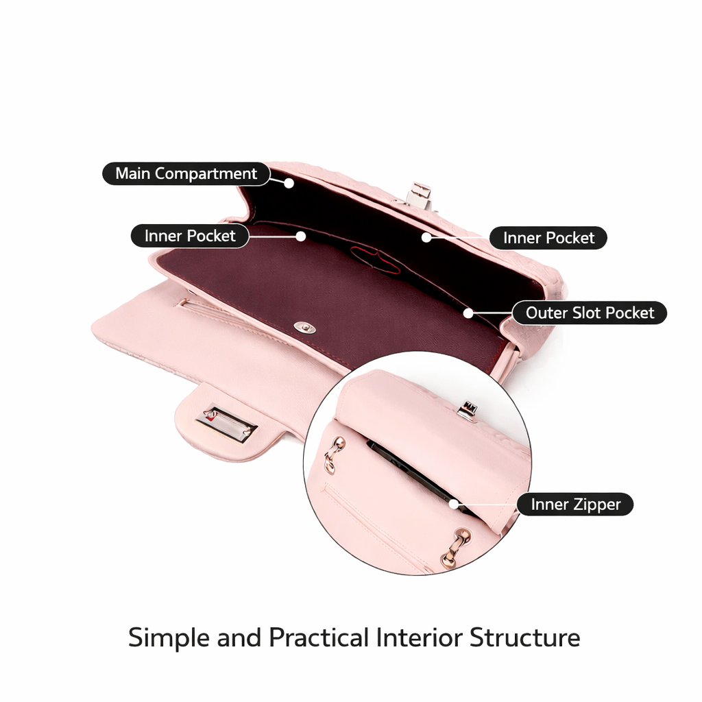 Genuine Leather Pink Crossbody Bag