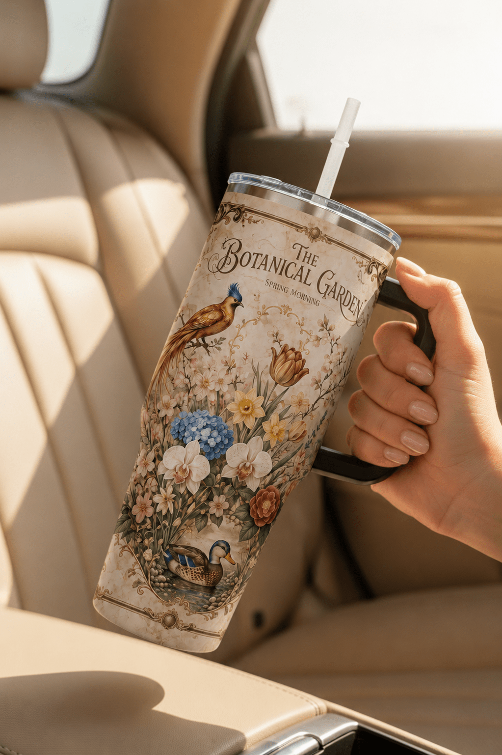 Larg Stainless Steel Tumbler With Black Handle