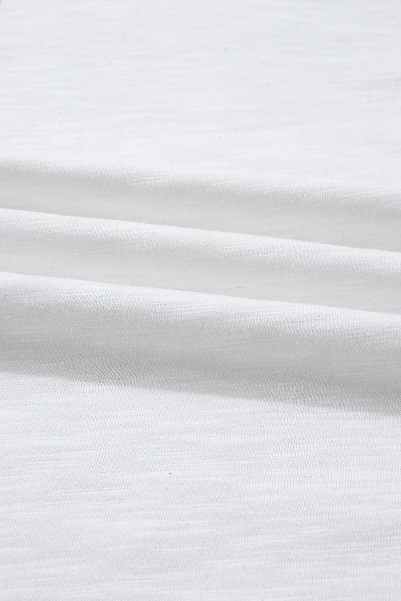 White Contrast Block Knit Patchwork Casual Top