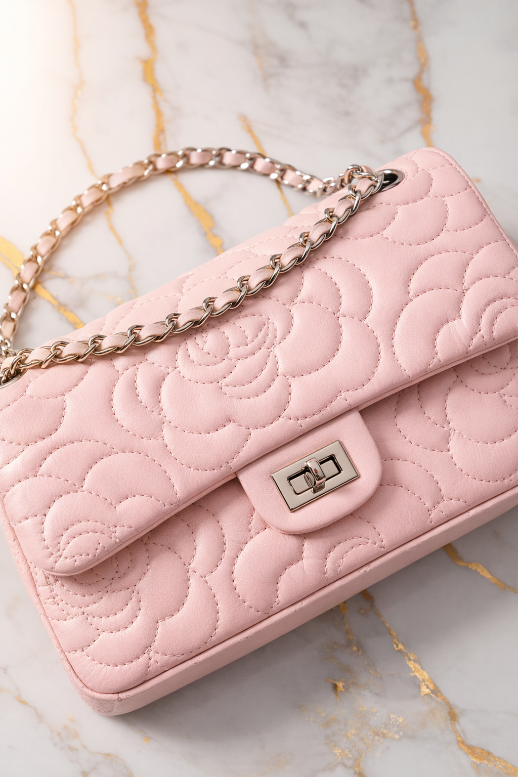 Genuine Leather Pink Crossbody Bag