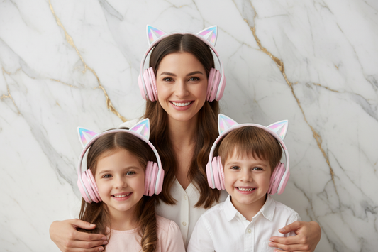 عائلة ترتدي السماعة الوردية - لقطة 5