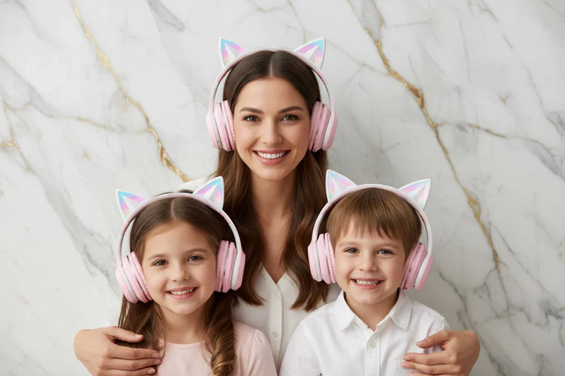 عائلة ترتدي السماعة الوردية - لقطة 5