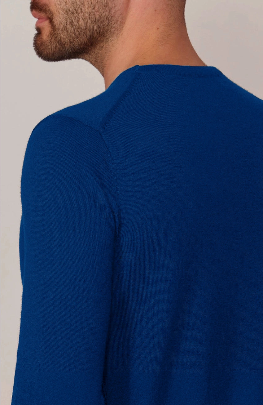 Premium Extra Fine Merino Wool Indigo Blue Sweater
