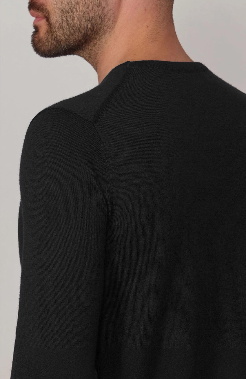 Premium Extra Fine Merino Wool Black Sweater
