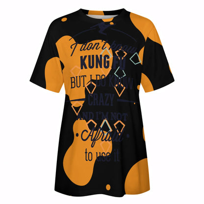 Kubg Fu Women's Cotton Orange T-Shirt