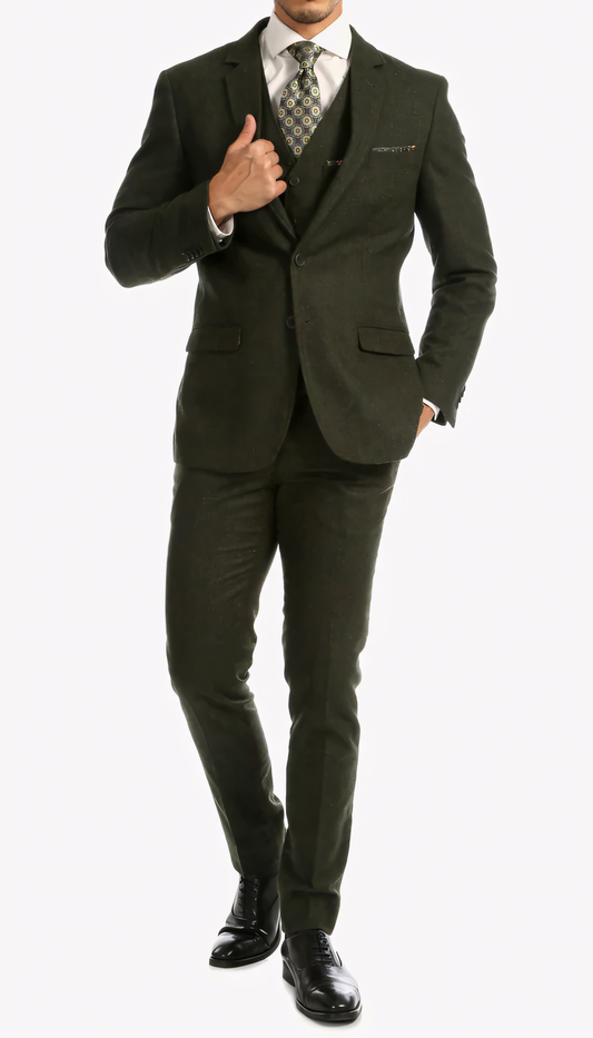 3-Piece Slim Fit  Hunter Green Suit