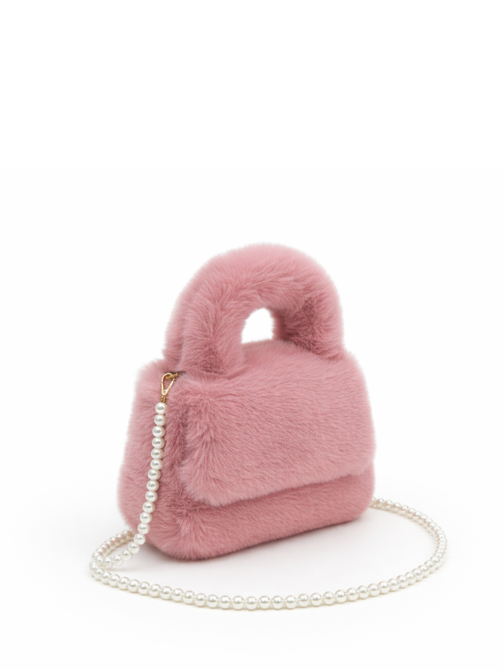 Fluffy Chain Flap Dusty Pink Crossbody Bag