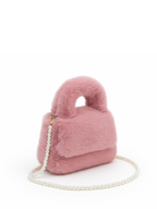 Fluffy Chain Flap Dusty Pink Crossbody Bag