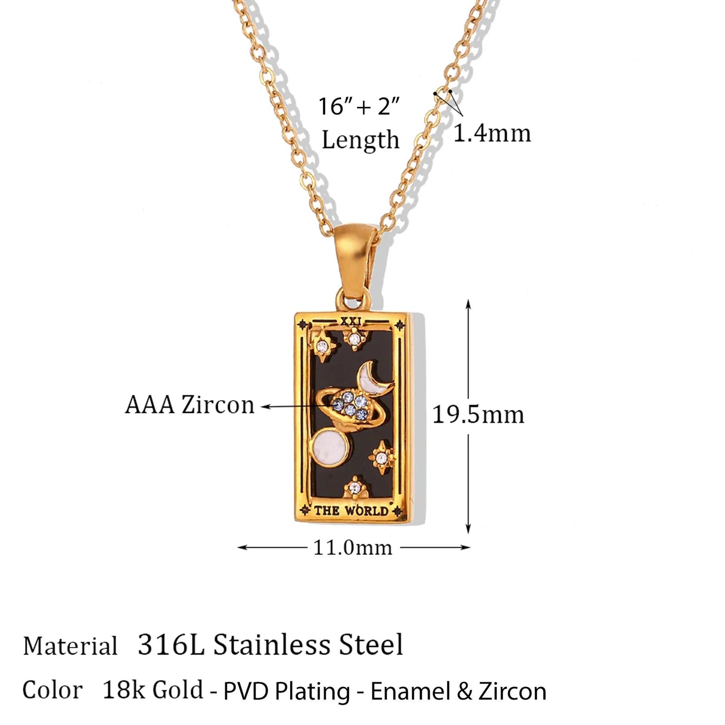 Luxury Tarot Card Pendant Necklace