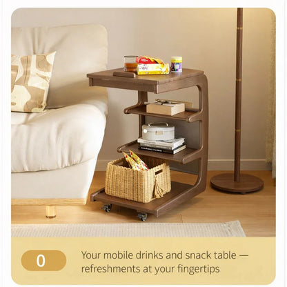 Solid Wood Movable Sofa Side Table
