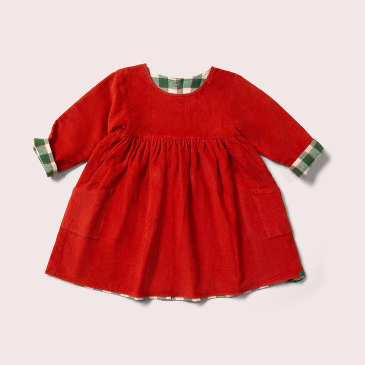 Versatile Hazelnut Reversible Corduroy Pocket Dress Organic Cotton Kids & Baby