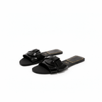 Flats Cow Black Leather Sandals
