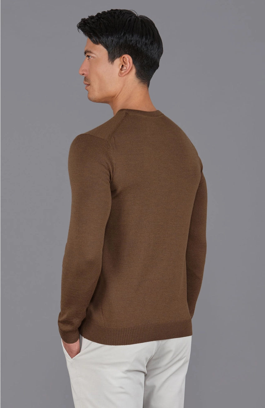 Premium Extra Fine Merino Wool Oak Brown Sweater