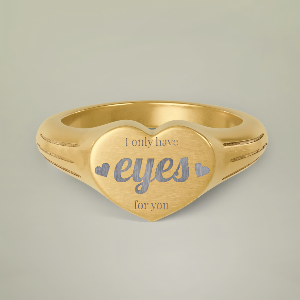 Heart Signet Engraved Stainless Steel Ring