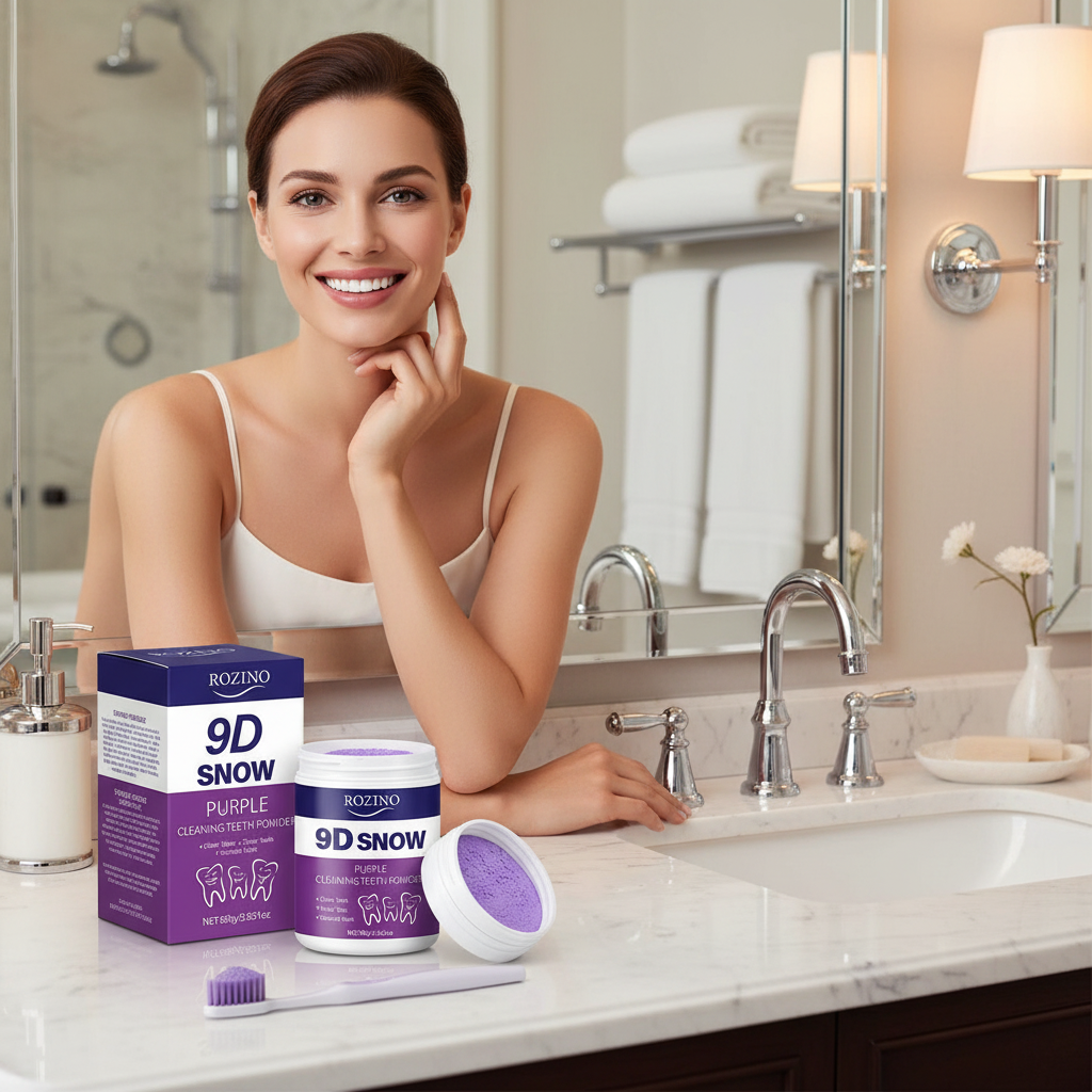 امرأة تستخدم مبيض الأسنان 6