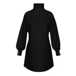 All Over Print Women's High Stacked Collar Long Sleeve Casual Dress