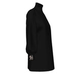All Over Print Women's High Stacked Collar Long Sleeve Casual Dress