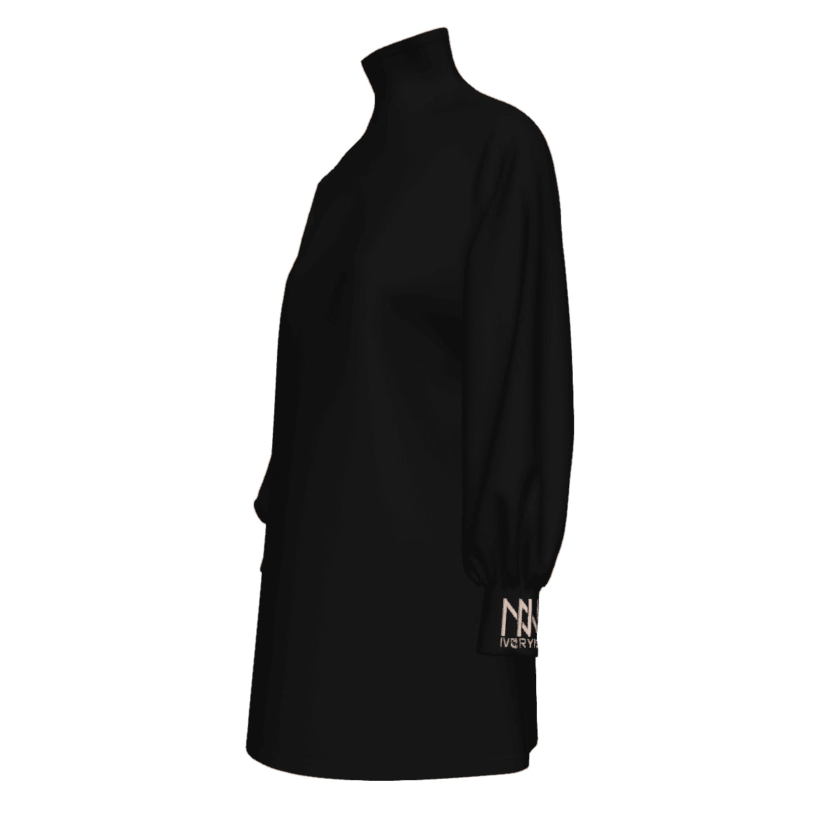 All Over Print Women's High Stacked Collar Long Sleeve Casual Dress