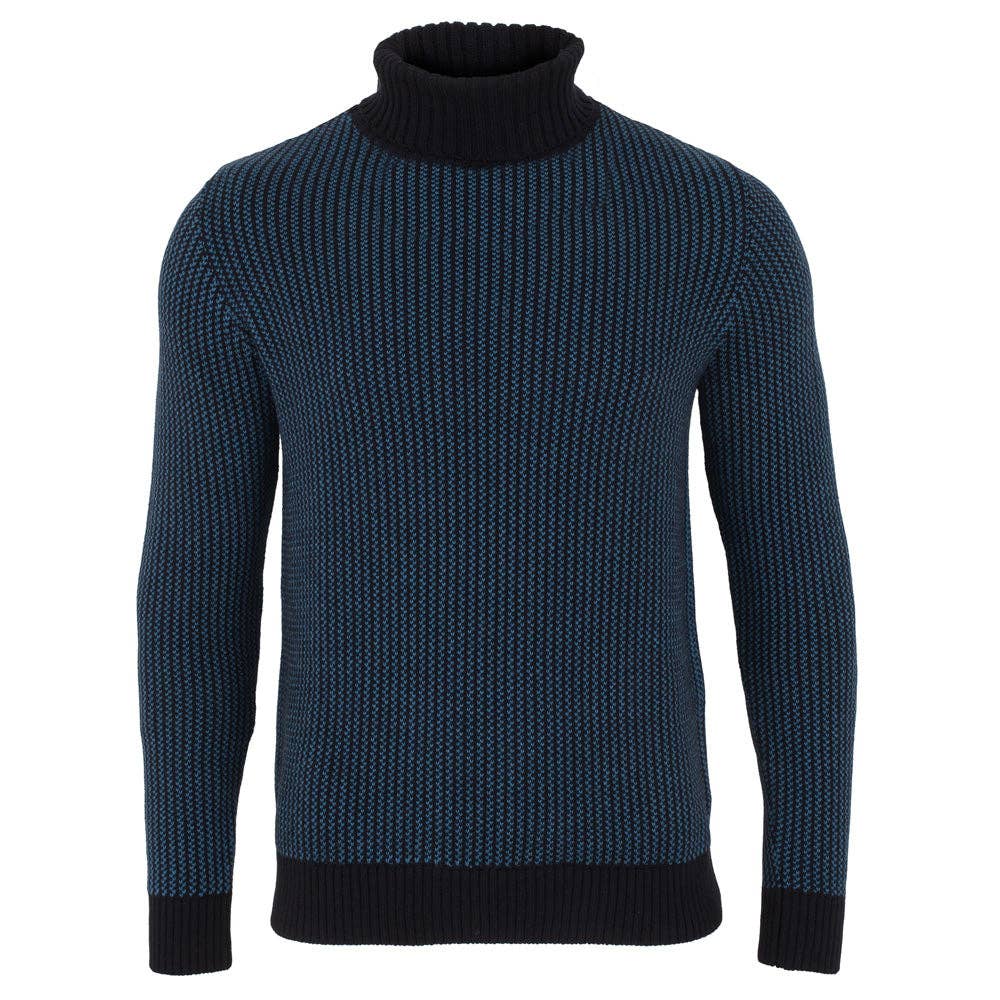 Men's 100% Cotton Fisherman Tuck Stitch Roll Neck Sweater - Ecru Knitwear