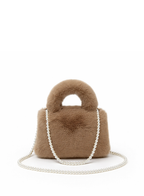 Fluffy Chain Flap Dark khaki Crossbody Bag