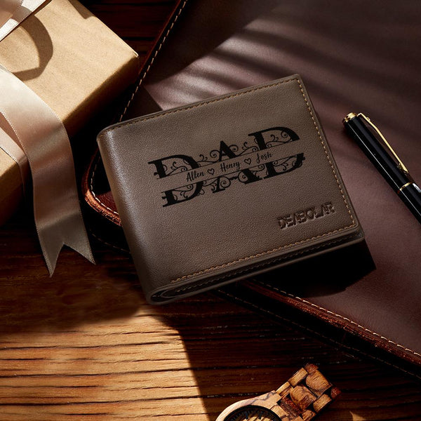 Personalized Dad Name Wallet PU Leather