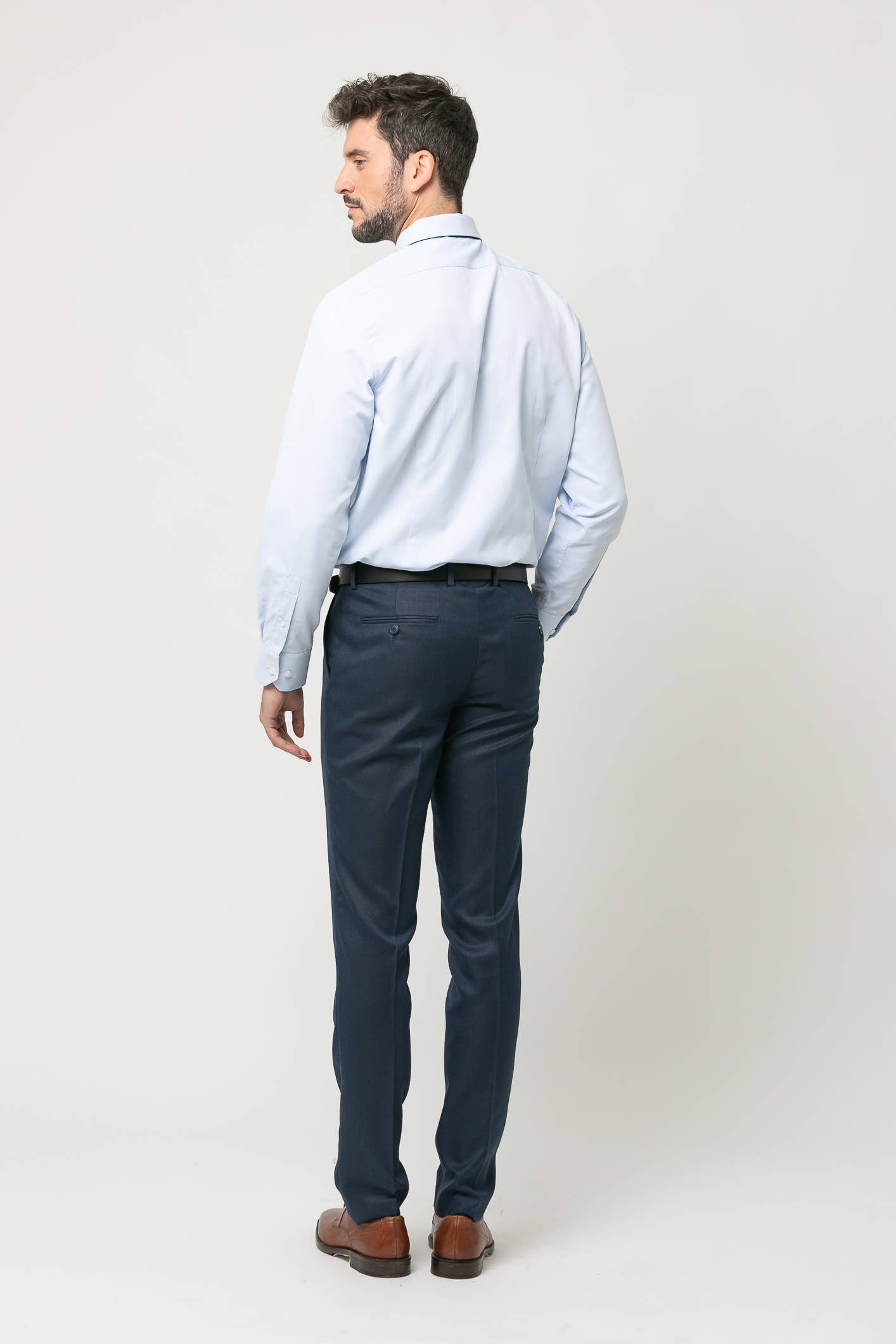 Premium Navy Blue Slim Fit Stretch Suit - Modern Faux Plain Design for Men