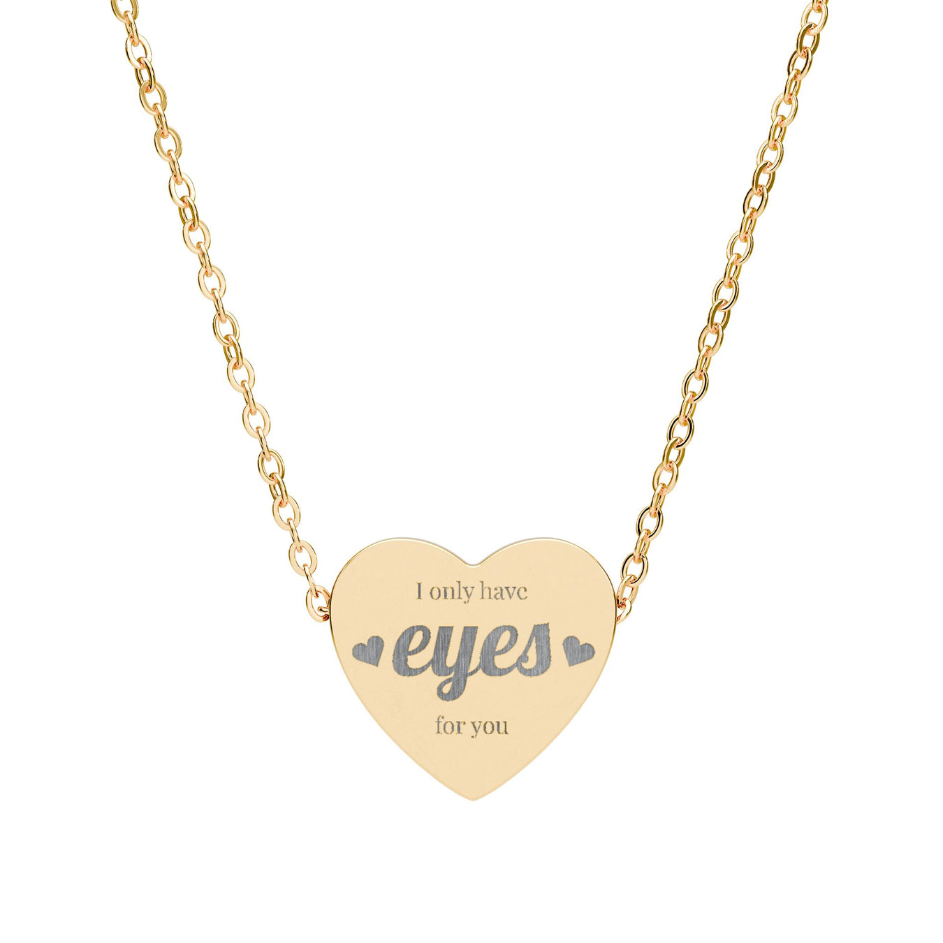 Eyes Script Engraved Heart Necklace Pendant
