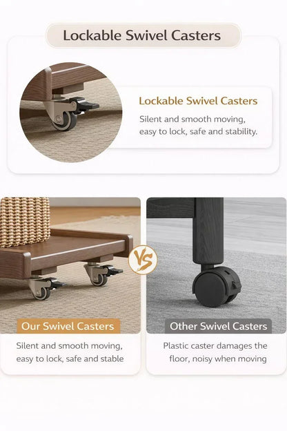 Solid Wood Movable Sofa Side Table