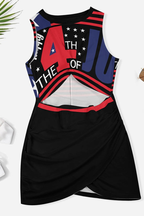 Navel-Baring Cross Fit Hip Black Mini Dress