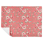 Luxury Floral Pink Blue Flannel Blanket