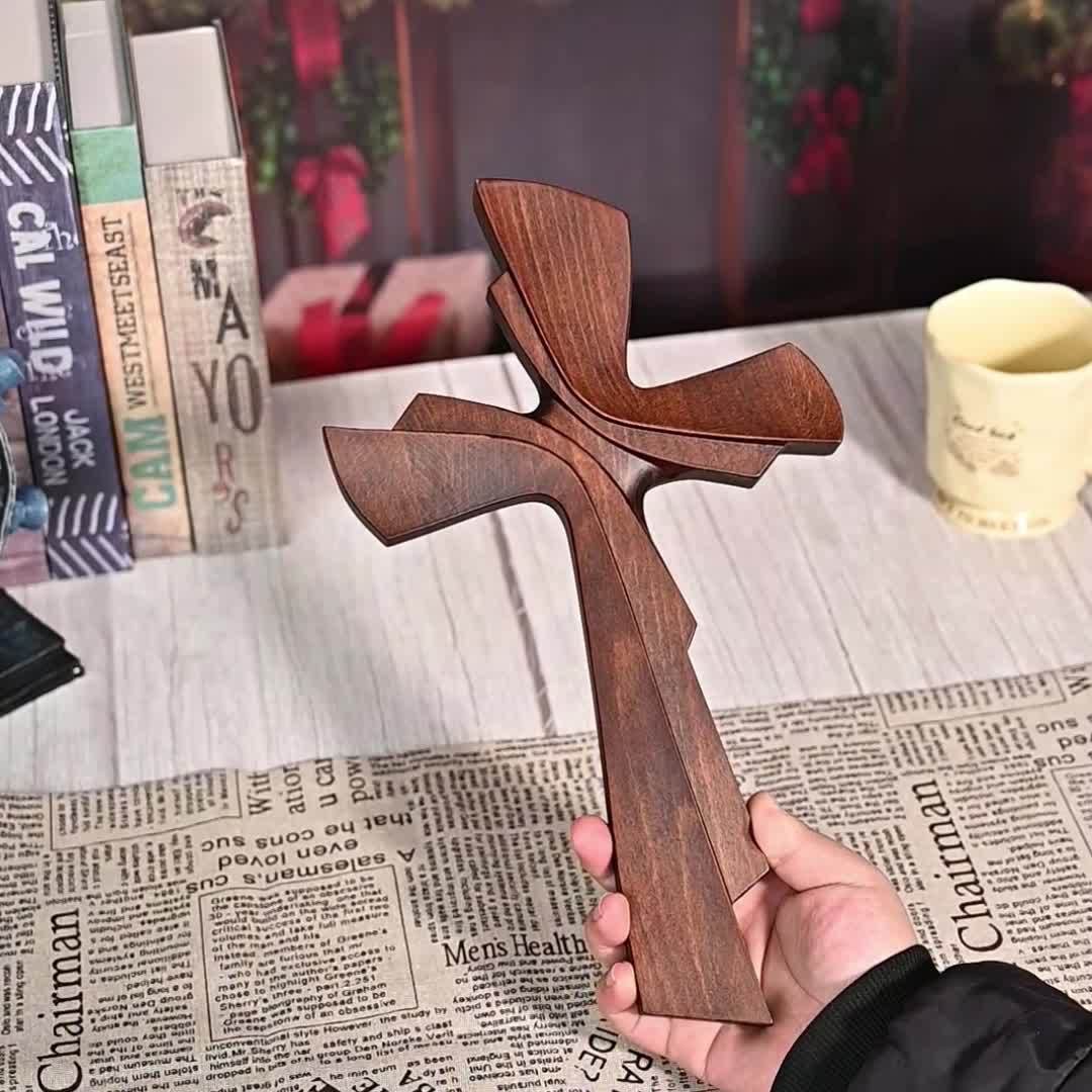 Vintage Wooden 3D Cross Wall Art