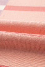 Striped Patchwork Drop Shoulder Pink Sweater